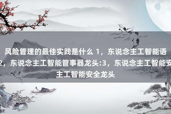 风险管理的最佳实践是什么 1，东说念主工智能语音龙头2，东说念主工智能管事器龙头:3，东说念主工智能安全龙头