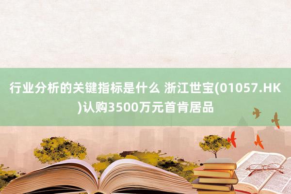 行业分析的关键指标是什么 浙江世宝(01057.HK)认购3500万元首肯居品