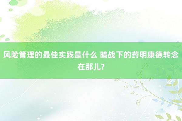 风险管理的最佳实践是什么 暗战下的药明康德转念在那儿?