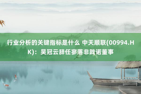 行业分析的关键指标是什么 中天顺联(00994.HK)：吴冠云辞任寥落非践诺董事