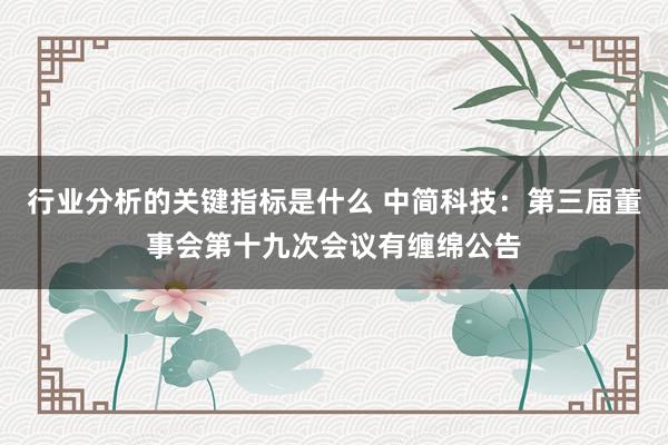 行业分析的关键指标是什么 中简科技：第三届董事会第十九次会议有缠绵公告