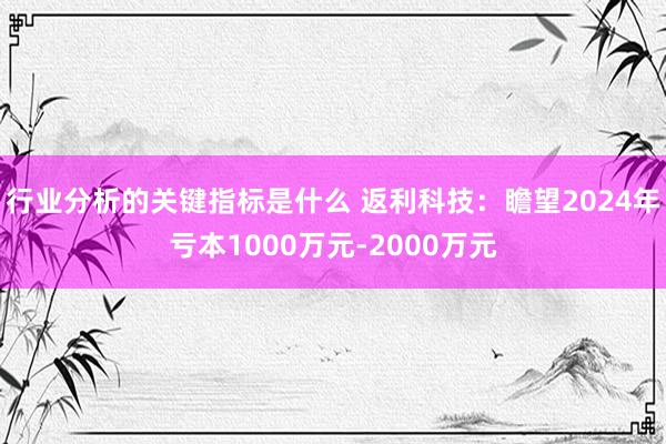 行业分析的关键指标是什么 返利科技：瞻望2024年亏本1000万元-2000万元