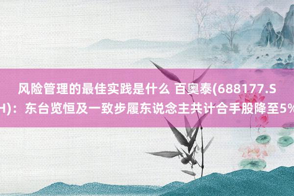 风险管理的最佳实践是什么 百奥泰(688177.SH)：东台