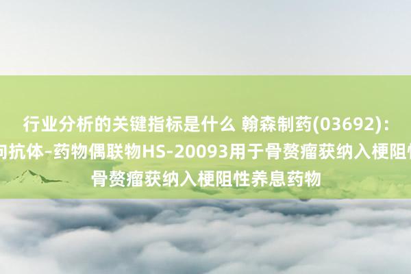 行业分析的关键指标是什么 翰森制药(03692)：B7-H3靶向抗体–药物偶联物HS-20093用于骨赘瘤获纳入梗阻性养息药物