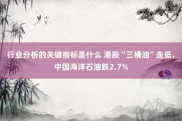 行业分析的关键指标是什么 港股“三桶油”走低，中国海洋石油跌2.7%