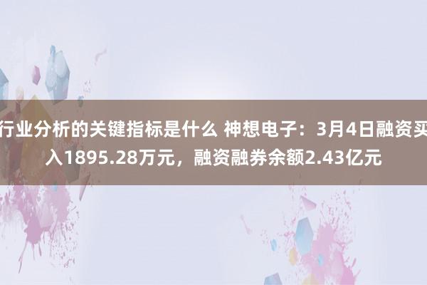 行业分析的关键指标是什么 神想电子：3月4日融资买入1895.28万元，融资融券余额2.43亿元