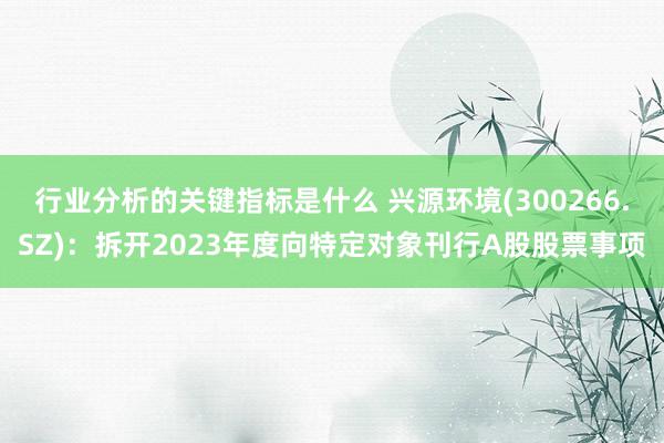 行业分析的关键指标是什么 兴源环境(300266.SZ)：拆开2023年度向特定对象刊行A股股票事项