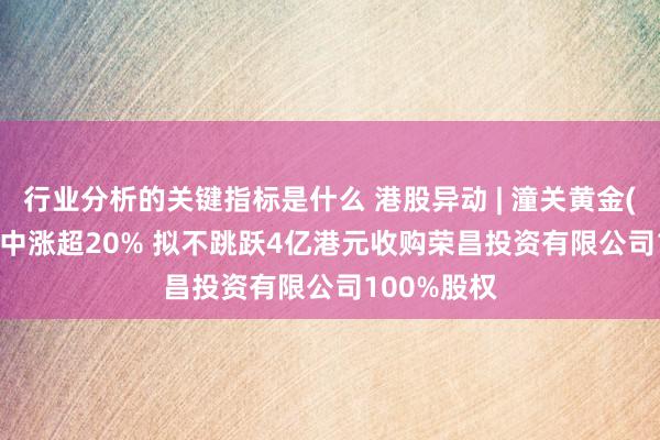 行业分析的关键指标是什么 港股异动 | 潼关黄金(00340)盘中涨超20% 拟不跳跃4亿港元收购荣昌投资有限公司100%股权