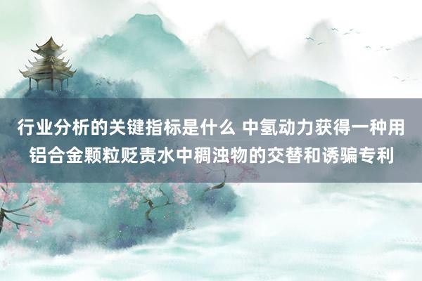 行业分析的关键指标是什么 中氢动力获得一种用铝合金颗粒贬责水