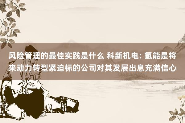 风险管理的最佳实践是什么 科新机电: 氢能是将来动力转型紧迫