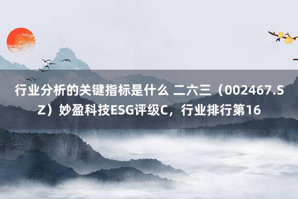 行业分析的关键指标是什么 二六三（002467.SZ）妙盈科技ESG评级C，行业排行第16